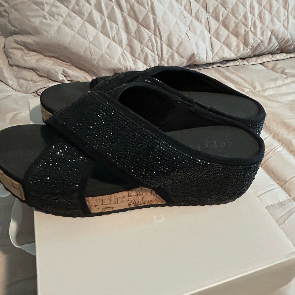 Copper Key Black Sparkle Sandals